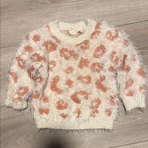 Stylish Fuzzy Sweater - Cream and Orange 24 month
